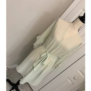 Bella Donna Sheer light Green Wrap Robe with lace trim - M